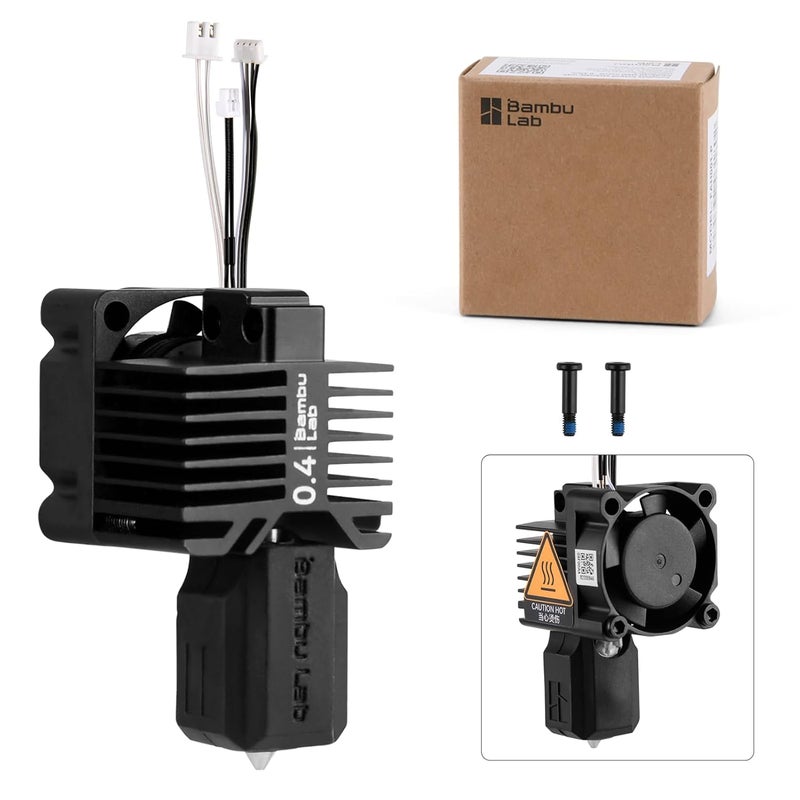 ENOMAKER Bamboo Lab X1 Carbon, X1, X1C Hotend Complete Kit for X1 Series 3D Printer, Full Assembly Hardened Steel Hot End with Fan, Thermistor, Ceramic Heater, 0.4mm Nozzle, Extruder Heating Block Replacement - Image 1